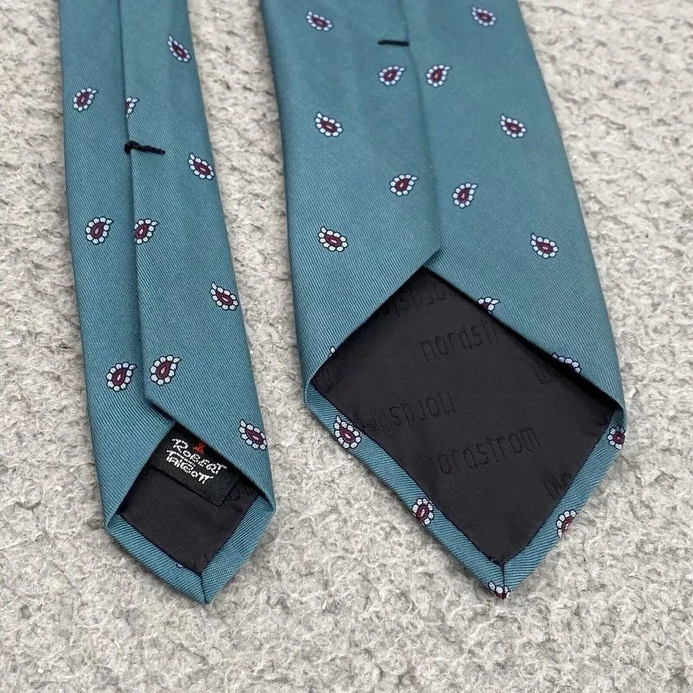 Robert Talbott Men Silk Necktie Green Paisley‎ Corpcore Business Academia Career